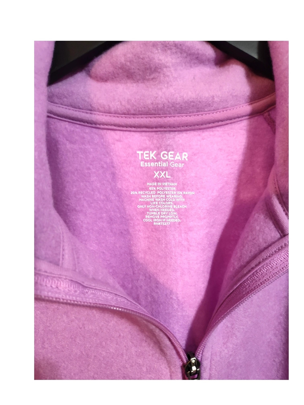 🆕 Tek Gear Essential Fleece Pullover Ultra-soft Quarter Zip Purple Pink XXL Nwt - Picture 4 of 10